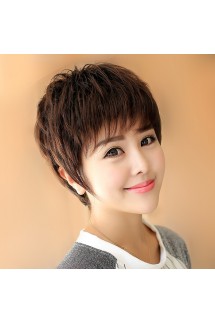 FESHFEN真人發(fā)絲假發(fā)女短發(fā)中老年媽媽時(shí)尚氣質(zhì)顯年輕無(wú)菌網(wǎng)發(fā)套